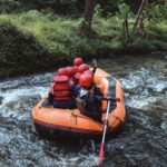 Group rafting in the river