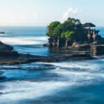 Pura Tanah Lot in the morning, famous ocean temple in Bali, Indonesia.