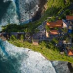 View of beautiful seascape with fishermen village in Bali, Indonesia